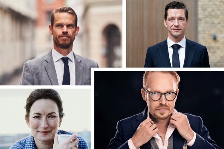 Billedcollage af - øverst fra venstre - Svend Brinkmann, Kaare Dybvad Bek, Rie Helmer og Jan Hellesøe. || LK Reklameartikel 2 Web