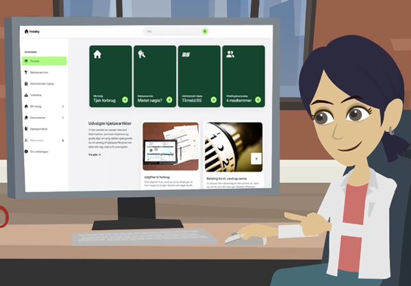 Boligfy Kvinde Ved Skaerm