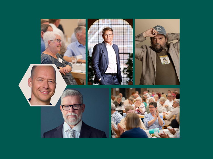 En billedcollage af bidragsydere til konferencen. || Billedekollage Til Artikel